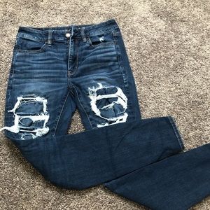 ae dark wash high rise jeggings